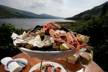 :	Introduction image - platter of seafood with Loch Fyne in the background