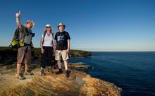 Sydney Coast Walks founder and senior guide Ian Wells guiding in Royal National Park
