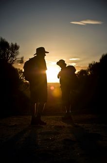 Silhouette of hikers in Royal National Park