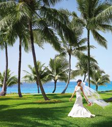 The Beach Deck overlooking the Bahamian sea is an exceptional location for nuptials.