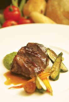 Slow-braised Beef Cheek in Own Jus with Basil Mash, Baby Vegetables and Porcini, Carousel, RP