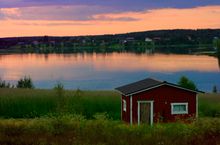 Lakeside Cottage Sunset In Finland