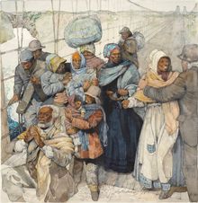 National Geographic 1984 cover image (Escape from Slavery: The Underground Railroad), 1984. Image courtesy of the artist, Jerry Pinkney