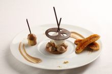 Guest Chef Jiro Ogue's Dessert - Carmamelized Banana & Coffee Cream Ensemble with Jerusalem Artichoke Ice Cream