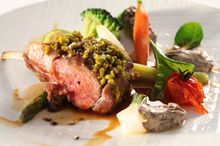 Guest Chef Jiro Ogue's Main Course - Pistachio Coated Roast Lamb Rack