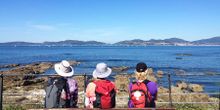 Pilgrims on Camino coastal route