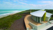 Magnificent Barrier Island Sanctuary Visitors Center--educational exhibits including the story of Stella (a sea turtle).