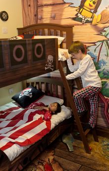 Every room at the new LEGOLAND California Hotel will have bunk beds for the kids as shown here in the Pirate themed room.