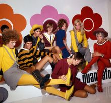 Mary Quant and models at the Quant Afoot footwear collection launch at The Carlton Tower, 1967 
