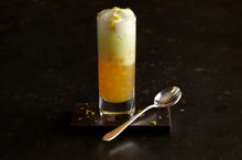 Granny Smith apple, yuzu and kaffir lime bubble tea. 