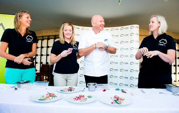 Caz_Sarah_Matt_Natalie during T-QUAL Tick Race judging at Aria in Sydney