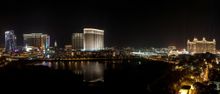 Seven additional hotels joined Sands China’s properties in turning off the lights of their exterior facades for one hour on Tues