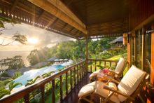 Blick vom Balkon vor dem Cottage