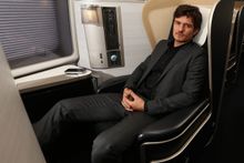 Orlando Bloom, seated in British Airways First, will be in Sydney for a special British Airways event in May