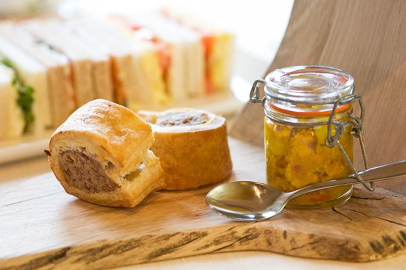 Enjoy A Gourmet Picnic Lunch Including Homemade Sausage Rolls And Piccalilli