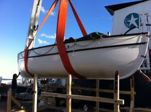 Alexandra Shackleton being lowered onto Aurora Expeditions Polar Pioneer