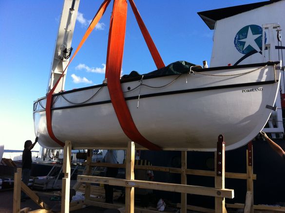 Alexandra Shackleton being lowered onto Aurora Expeditions Polar Pioneer