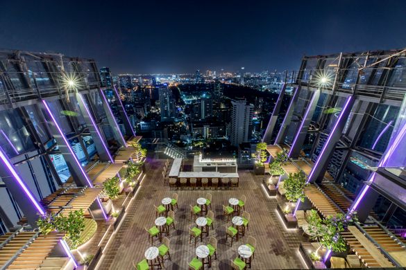 Spectrum's outdoor bar area on the 30th floor
