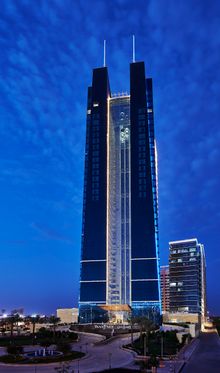 Dusit Thani Abu Dhabi exterior shot. The property also boasts the third largest atrium in the world.