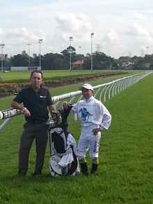 Golf professional Mike Mosher (left) and leading jockey Jim Cassidy have teamed up to escort Teed Up's inaugural Kentucky Derby 