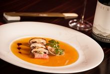 NOBU InterContinental Hong Kong- Nama Toro Takaki with karashi-sumiso, paired with Cloudy Bar Chardonnay 2010
