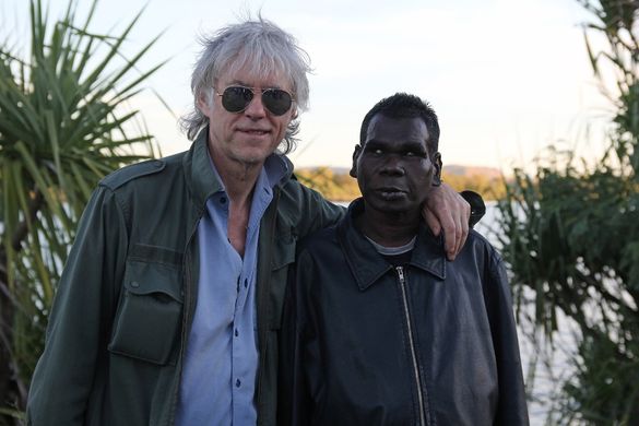 Bob Geldof and Geoffrey Gurrumul at the Kimberley Moon Experience 250513_credit The West Australian Newspaper