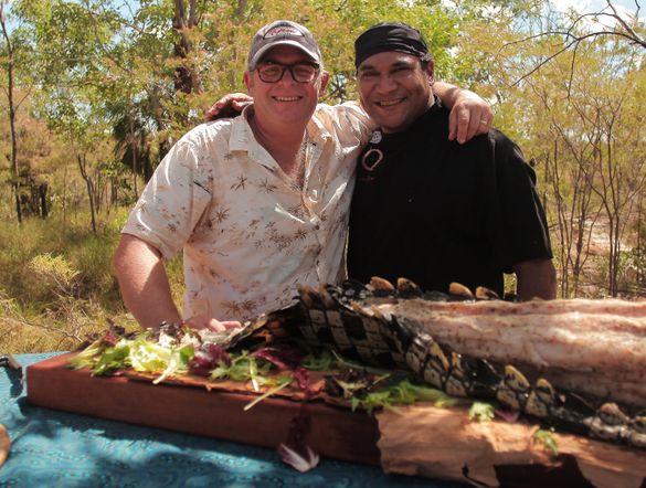 Al Brown catches up with Mark Olive for the \'Dishing Up Australia\' TV series