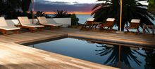 The main pool area at sunset.