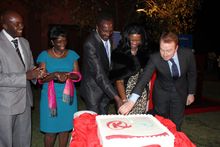From left to right :  Stephen Ngamau Country Manager ( Zambia and Malawi)  Kenya Airways, Angie Sales Manager KLM,Dr Titus Naiku