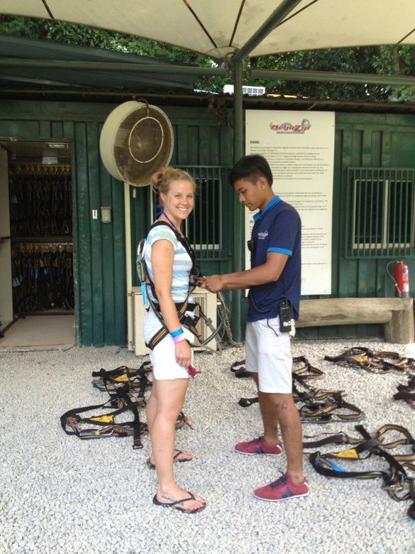 Sophie from UK getting ready for her Singapore Zip Wire Challenge