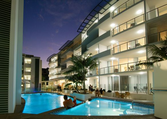 Resort pool by night