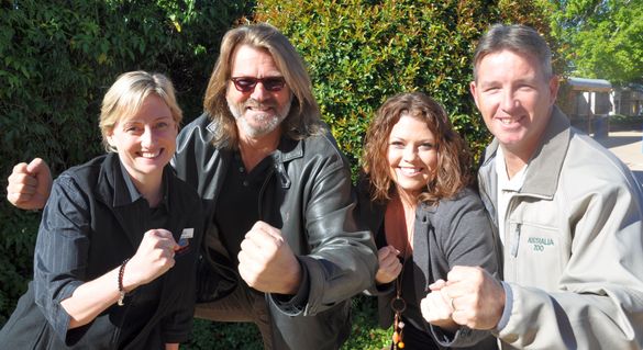 Melinda Haeusler (Aussie World), Ferre De Deyne (Big Kart Track), Krissi Neal (UnderWater World) and Wayne Poole (Australia Zoo)