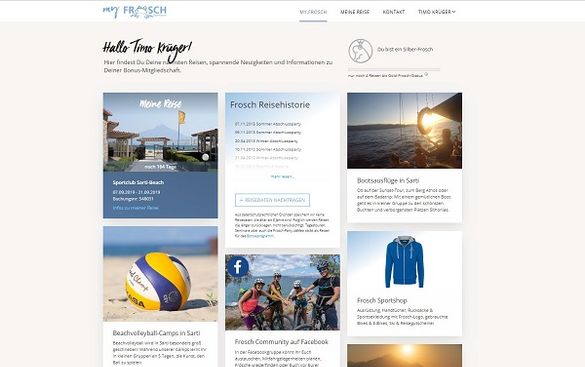 MyFrosch heißt das Online-Portal, das neben allen wichtigen Informationen zu gebuchten Frosch-Reisen und redaktionellen Inhalten vor allem mit digitalen Services das Reisen erleichtert.