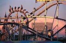 Rollercoaster At The Biggest Fun Fair On The Rhine