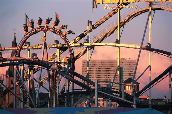 Rollercoaster At The Biggest Fun Fair On The Rhine