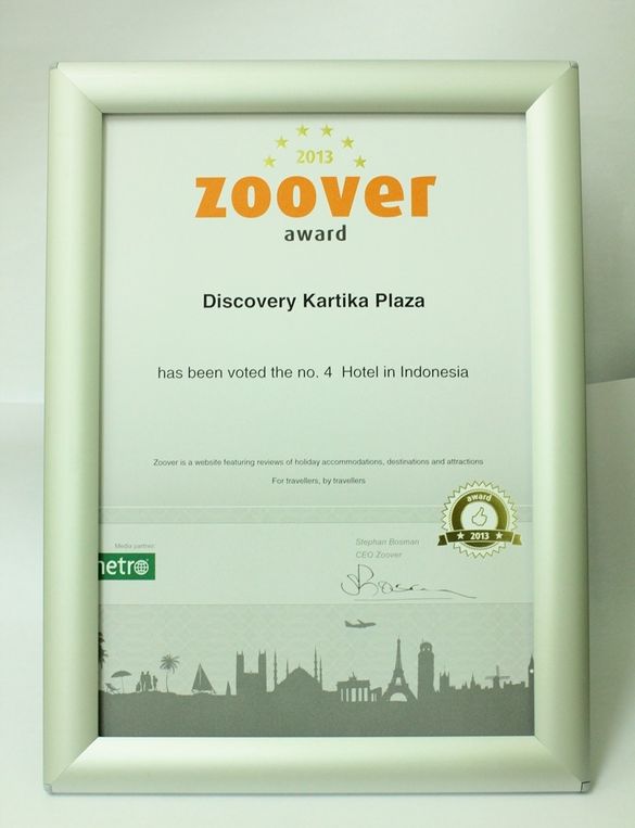 Discovery Kartika Plaza Hotel Has Received Zoover Award 2013