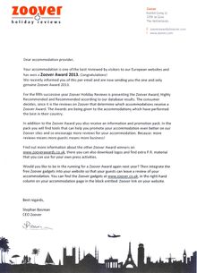 Discovery Kartika Plaza Hotel Has Received Zoover Award 2013