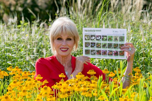 Joanna Lumley with spotter sheet at WWT London Wetland Centre