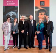 L-R: Dr Chris McAuliffe, Rachel Kent, MCA Acting Director Michael Snelling, Minister for Tourism, Major Events and the Arts Geor