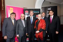 (L to R) Granville MP Tony Issa, Parramasala Chairman Dr Harry Harinath, NSW Premier Barry O’Farrell, Destination NSW CEO Sandra