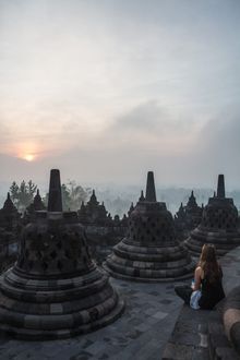 Sunrise over Borobudur, Indonesia
