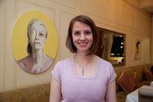 Winner of the ,000 scholarship and The Windsor Art Award, Celeste Chandler beside her artwork, Lovesick, located in the hotel