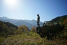 In the mountains by jeep
