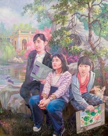 Macao contemporary watercolour master Lai Ieng’s “Pleasant Moment at Lou Lim Iok Garden.” 