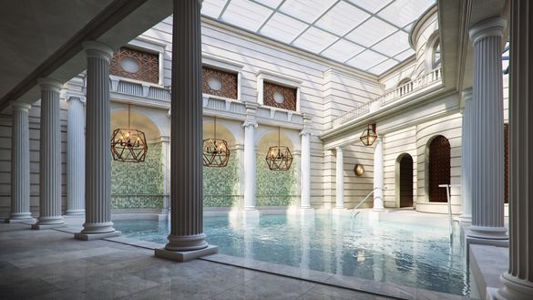The 1,300 square metre Spa Village Bath is the only hotel in the UK to have direct access to Bath’s thermal waters