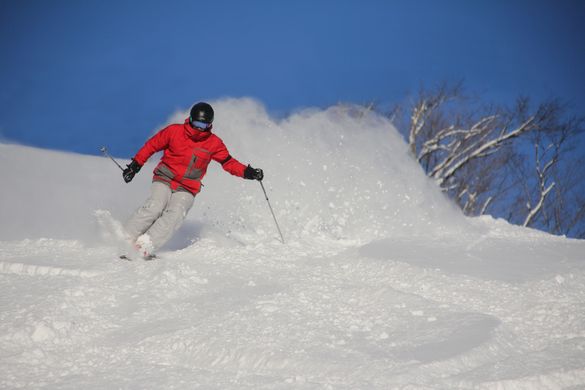 A Skier Enjoys Fresh Powder at Crystal Mountain
