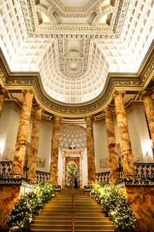 The Marble Hall At Holkham decorated For Christmas
