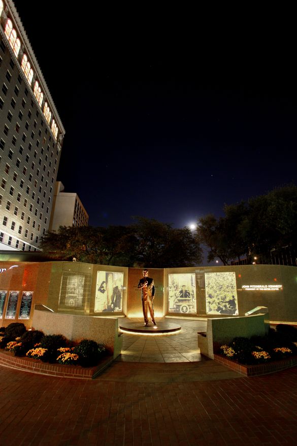 JFK Tribute at night in Fort Worth, Texas 