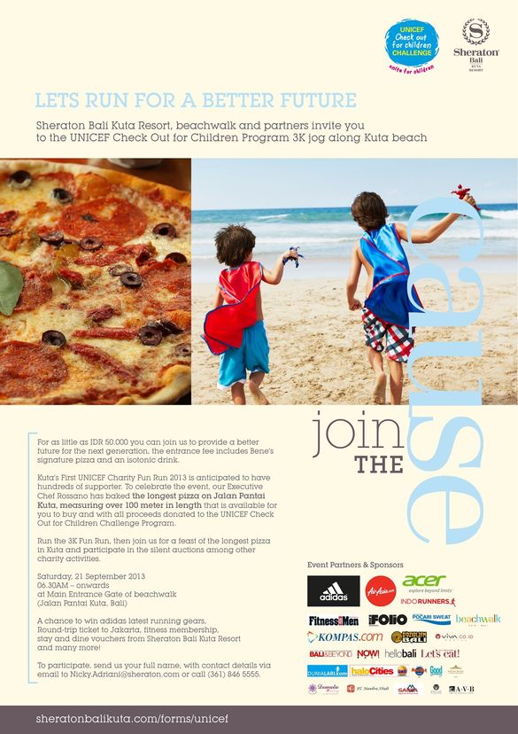 E-Flyer of Sheraton 3K Kuta Beach Fun Run For UNICEF