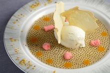 Yan Toh Heen - Basil Dragon Pearls with Ginger Panna Cotta & Ice Cream
